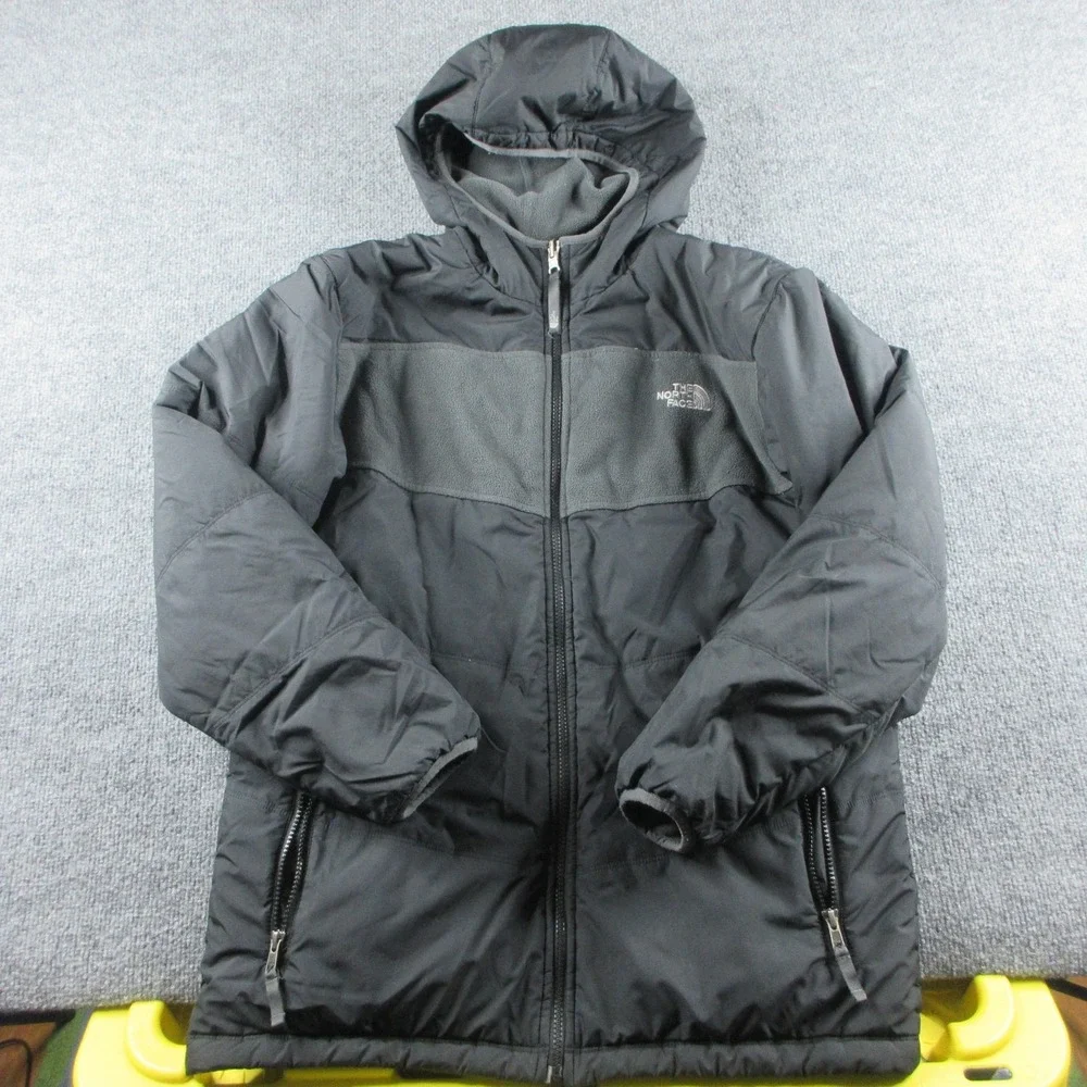 The North Face Jacket Mens S Black Hooded Puffer Fleece Lined Zip Outdoor Hiking